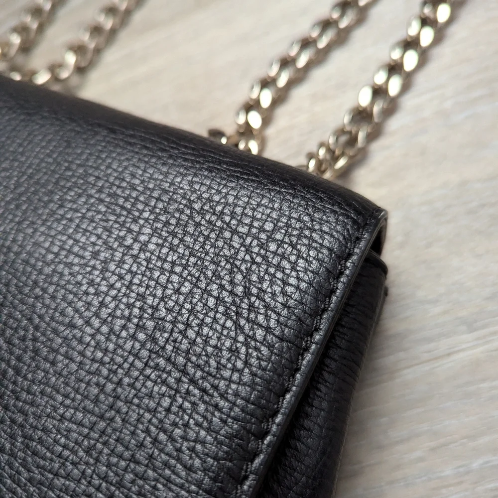 KATE SPADE Black Leather New York Briar Lane Emelyn Chain Crossbody Shoulder Bag
